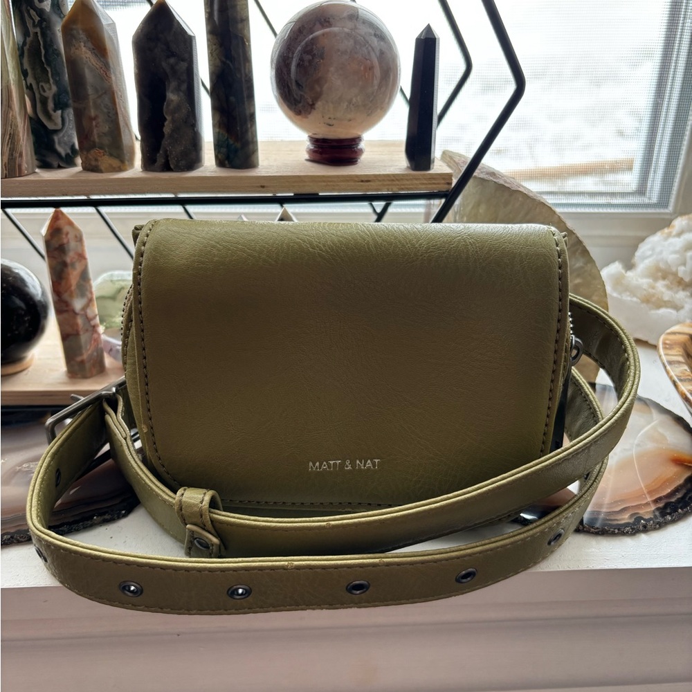 Matt & Nat Green Crossbody Bag with Gold Accents